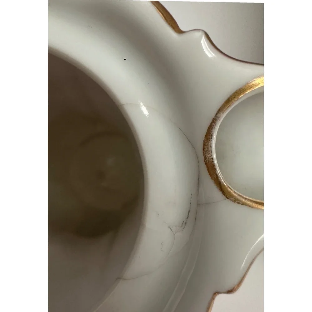 VTG Pink Ombre Porcelain Pitcher Gold Gilded Ornate Handle Mold 6975‎ Victorian